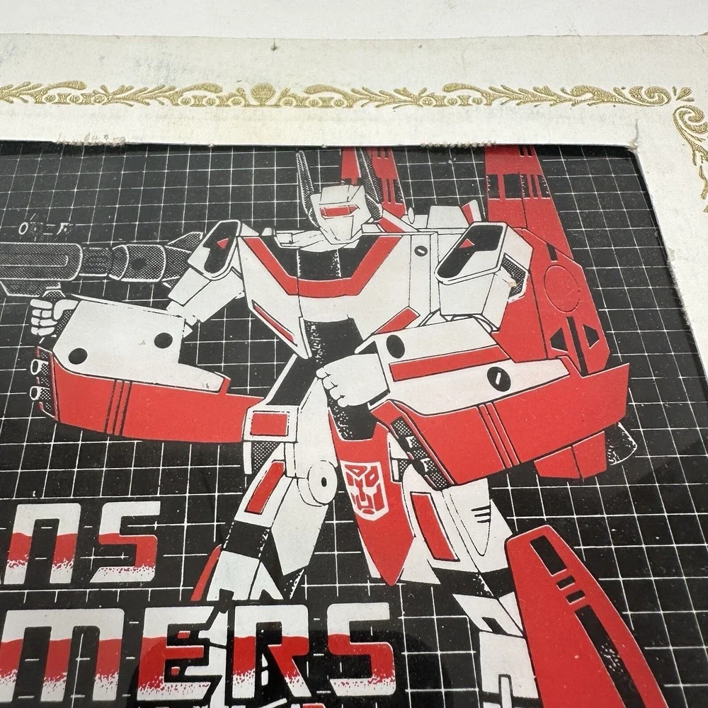 TRANSFORMERS G1 Jetfire CARNIVAL MIRROR GLASS PICTURE PRIZE 6x6 VINTAGE 1980s